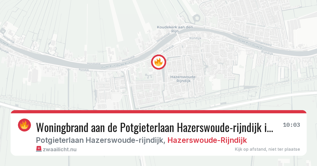 Woningbrand aan de Potgieterlaan Hazerswoude-rijndijk in Hazerswoude-Rijndijk — 18 feb 2026