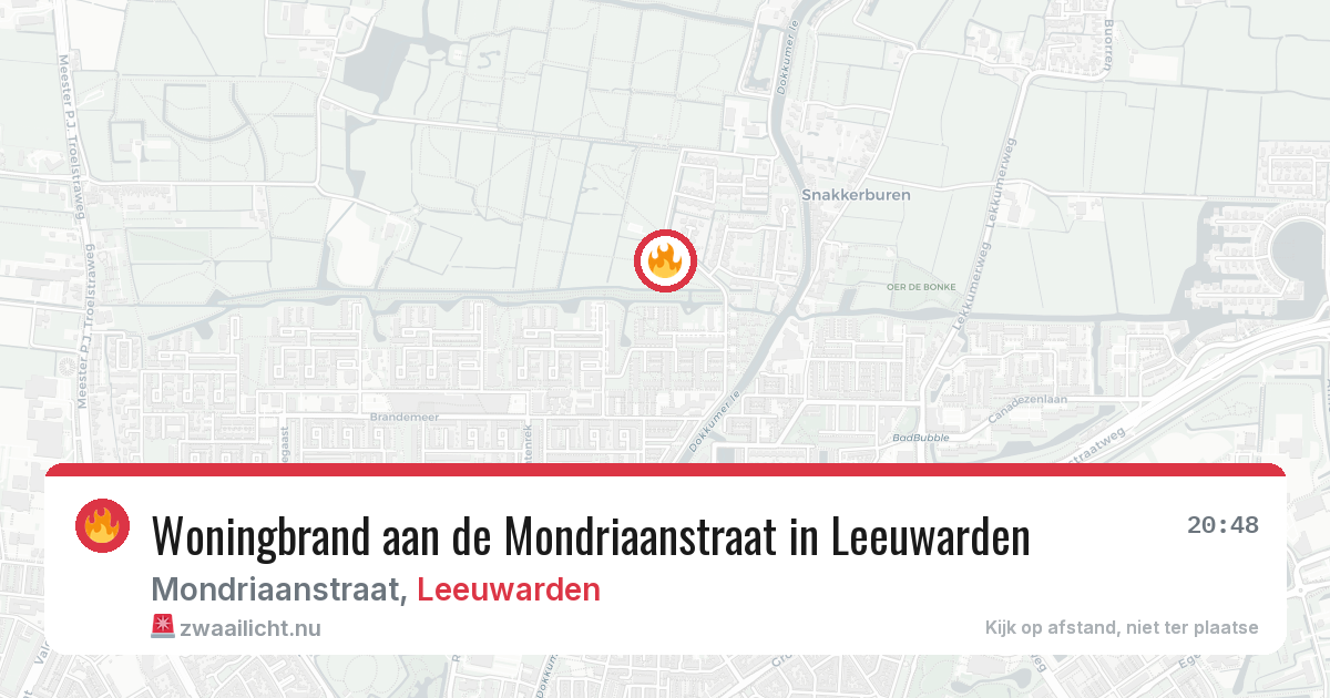 Woningbrand aan de Mondriaanstraat in Leeuwarden — 10 feb 2026