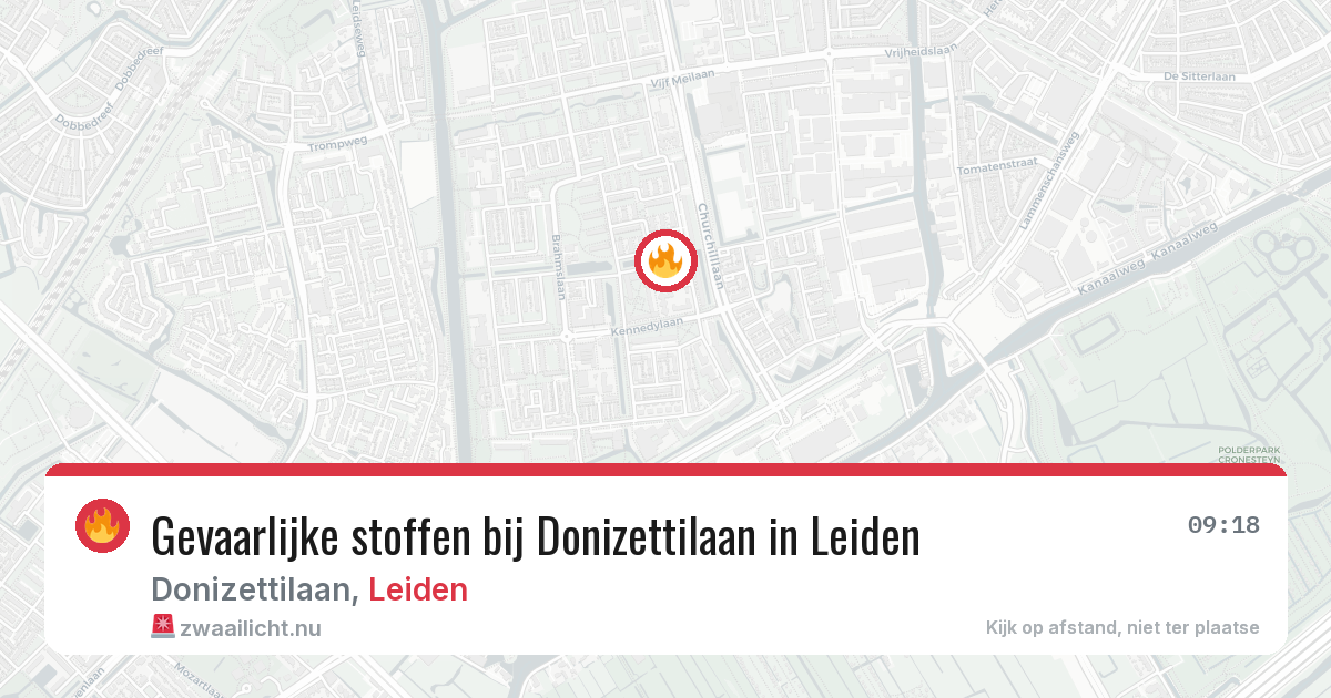 Gevaarlijke stoffen bij Donizettilaan in Leiden — 22 mei 2026