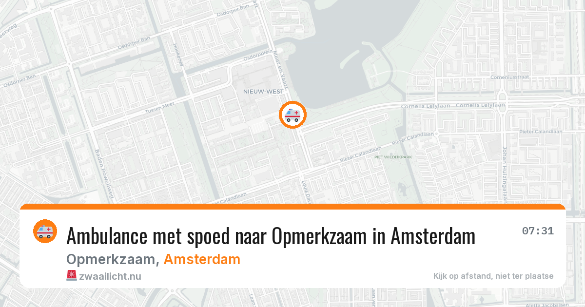 Ambulance met spoed naar Opmerkzaam in Amsterdam — 18 mei 2026