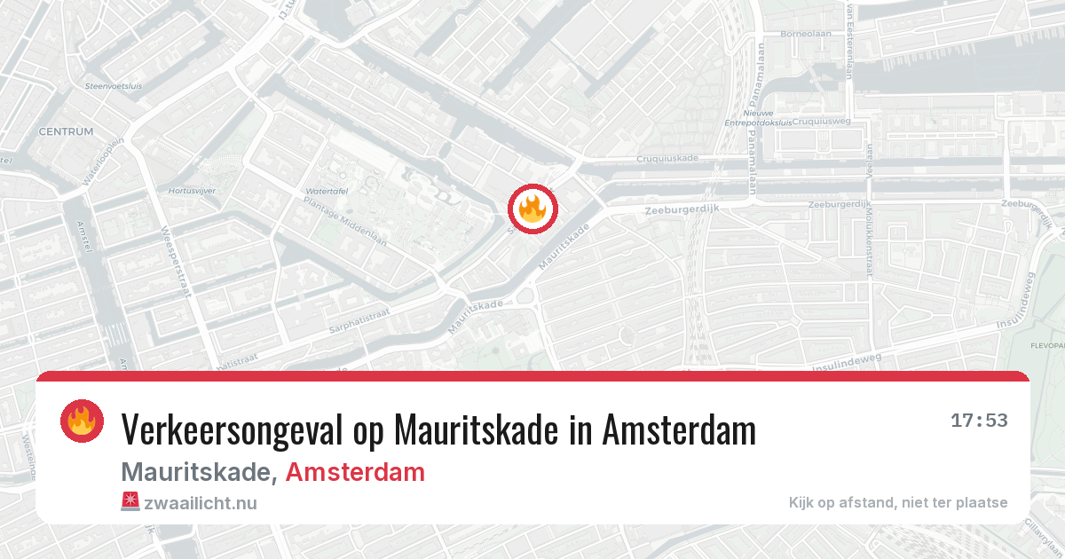Verkeersongeval op Mauritskade in Amsterdam — 20 mrt 2026