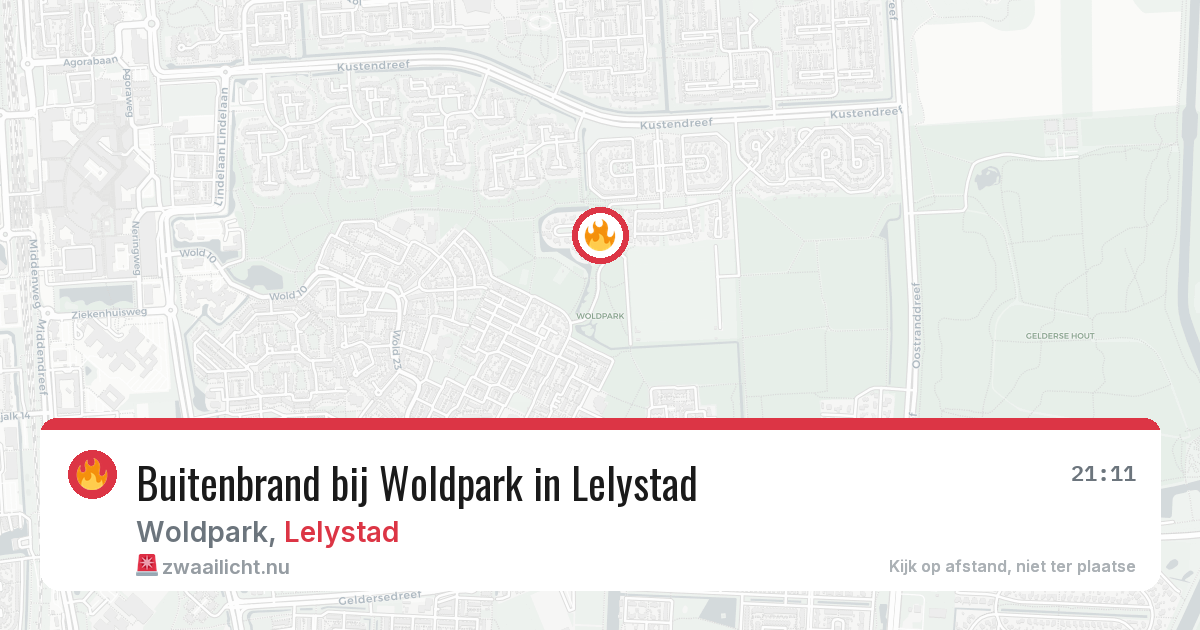 Buitenbrand bij Woldpark in Lelystad — 8 jul 2026