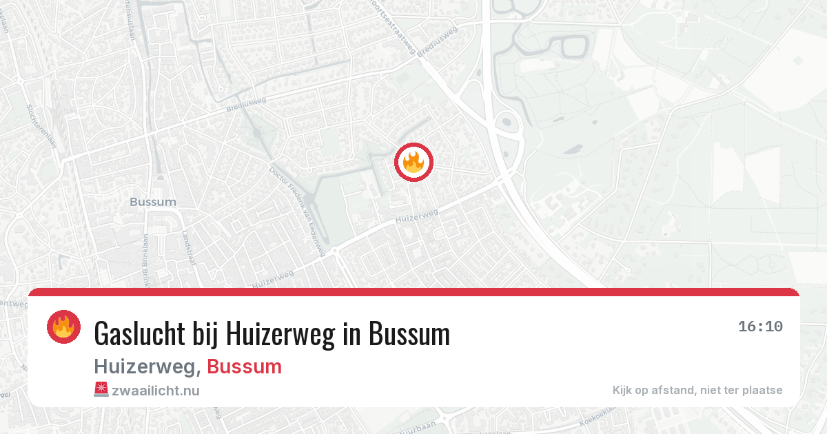 Gaslucht bij Huizerweg in Bussum — 12 mei 2026