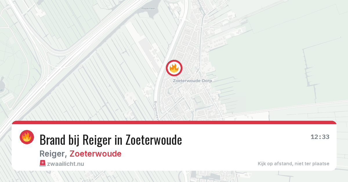 Brand bij Reiger in Zoeterwoude — 19 jul 2026