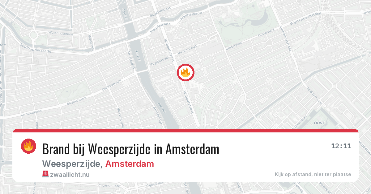 Brand bij Weesperzijde in Amsterdam — 15 jul 2026