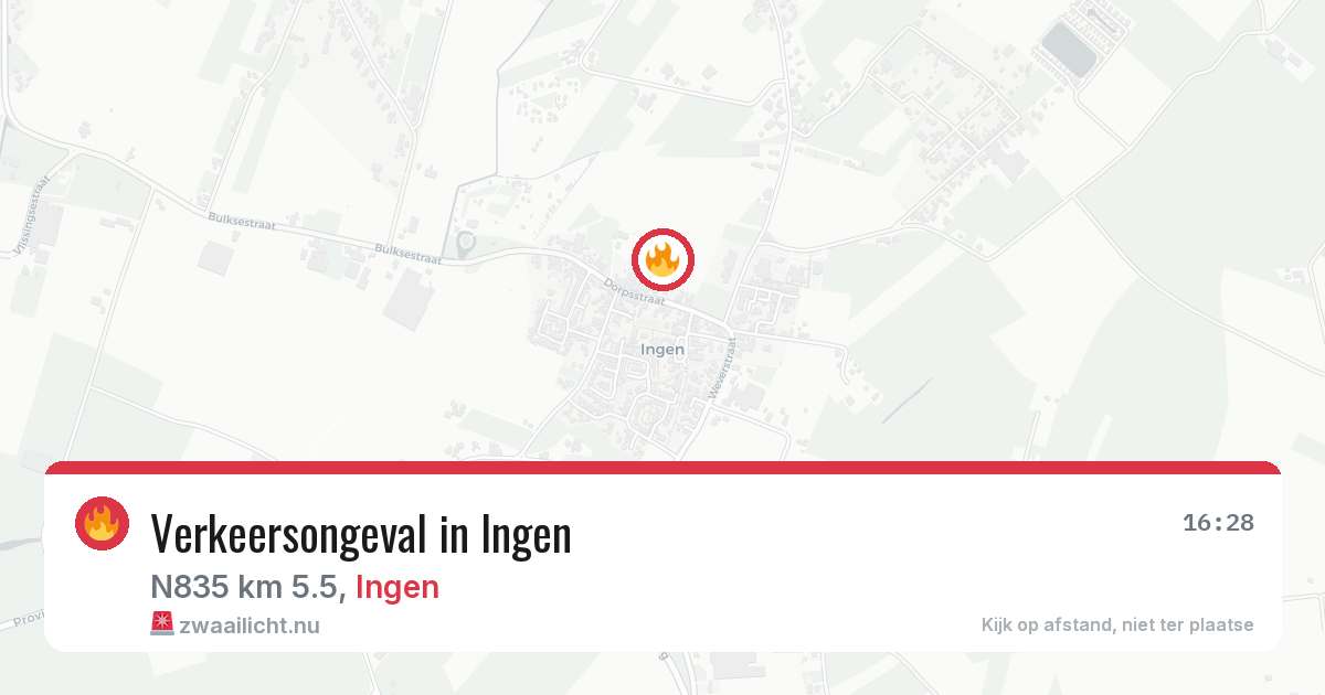 Verkeersongeval in Ingen — 28 mei 2026