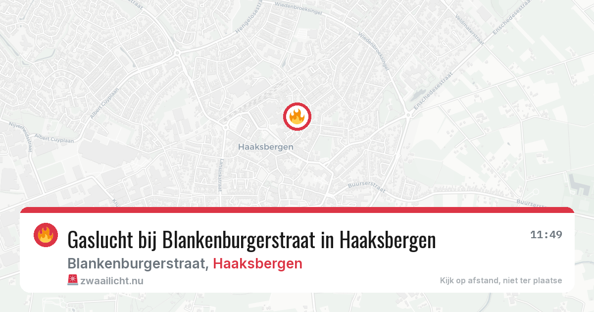 Gaslucht bij Blankenburgerstraat in Haaksbergen — 25 mrt 2026