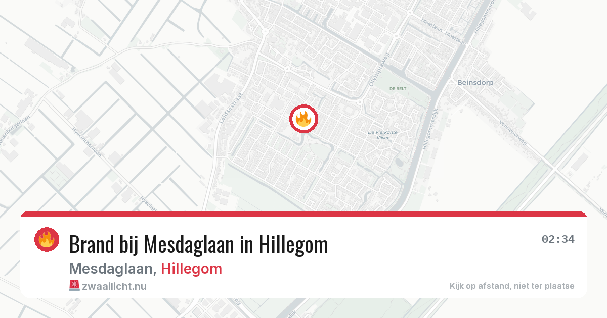 Brand bij Mesdaglaan in Hillegom — 4 jun 2026