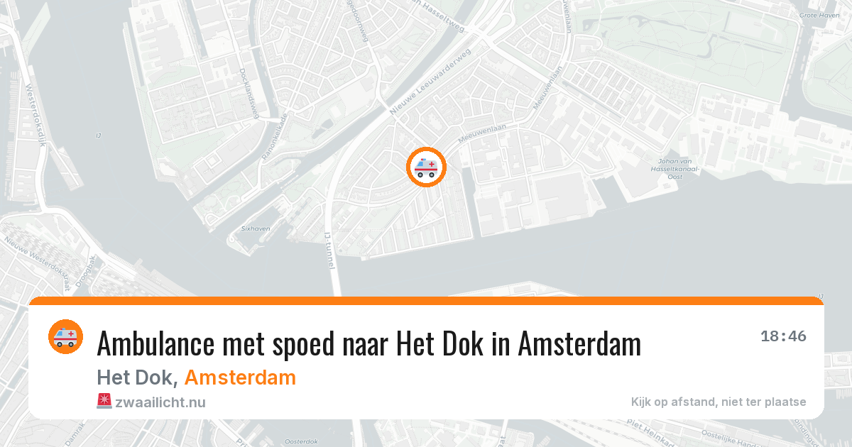 Ambulance met spoed naar Het Dok in Amsterdam — 26 jul 2026