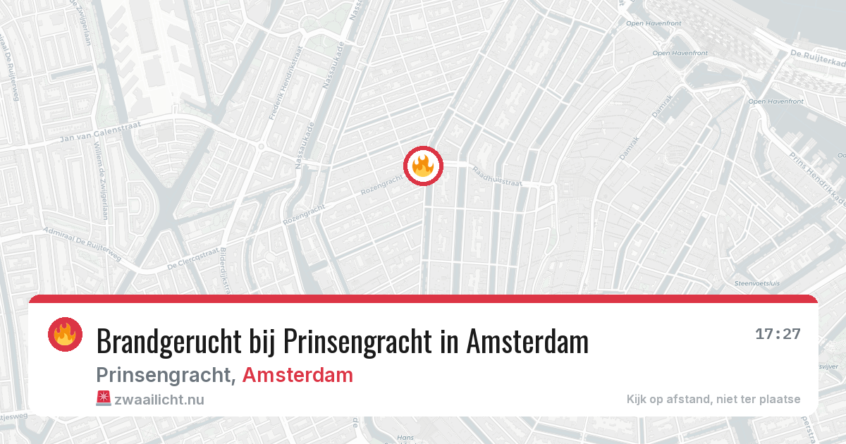 Brandgerucht bij Prinsengracht in Amsterdam — 25 jul 2026