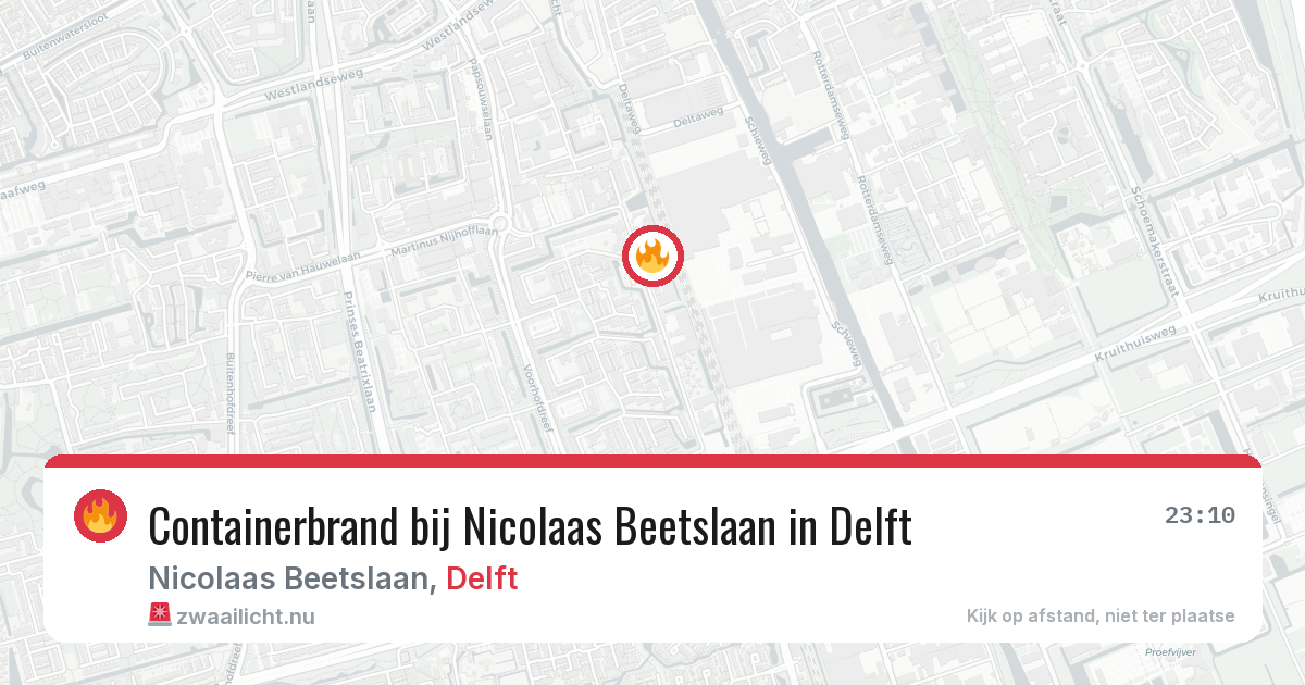 Containerbrand bij Nicolaas Beetslaan in Delft — 12 jul 2026