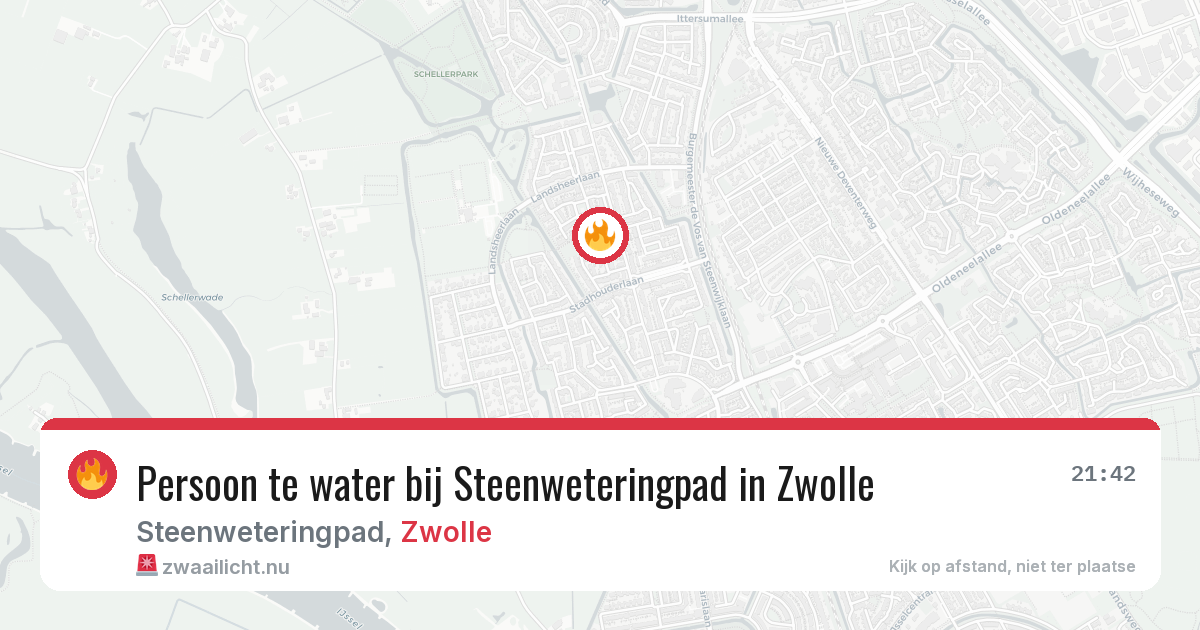 Persoon te water bij Steenweteringpad in Zwolle — 14 jul 2026