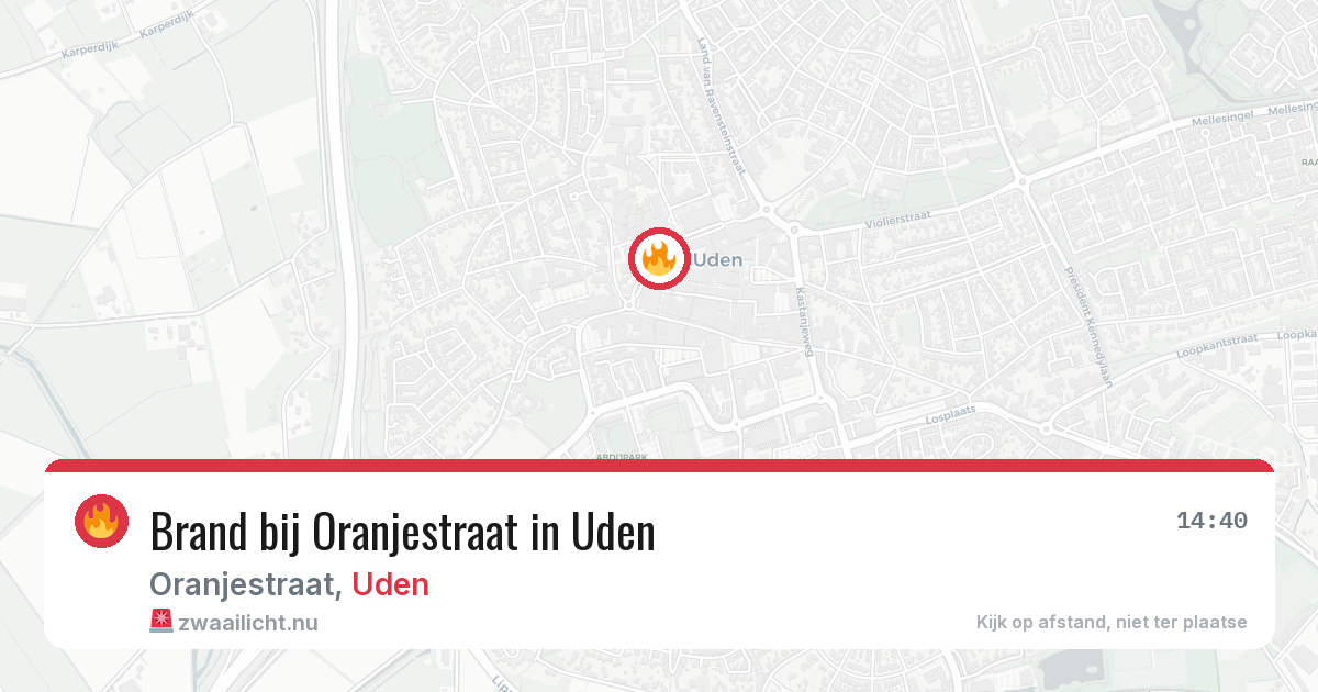 Brand bij Oranjestraat in Uden — 13 jul 2026