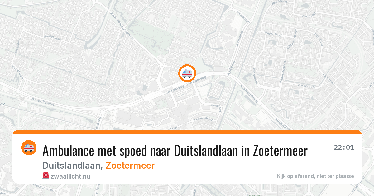 Ambulance met spoed naar Duitslandlaan in Zoetermeer — 19 jul 2026