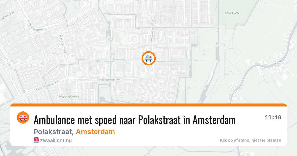 Ambulance met spoed naar Polakstraat in Amsterdam — 13 jul 2026