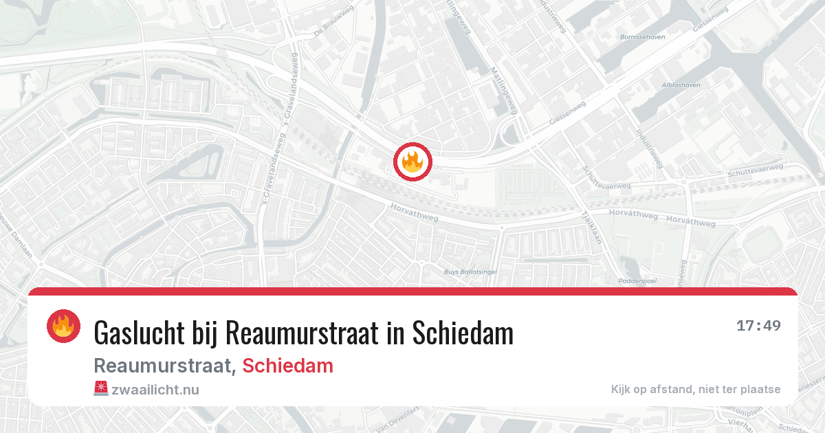 Gaslucht bij Reaumurstraat in Schiedam — 18 mei 2026