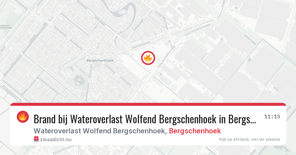 Brand bij Wateroverlast Wolfend Bergschenhoek in Bergschenhoek — 18 jul 2026