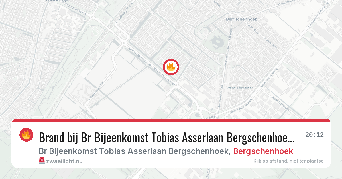 Brand bij Br Bijeenkomst Tobias Asserlaan Bergschenhoek in Bergschenhoek — 23 apr 2026