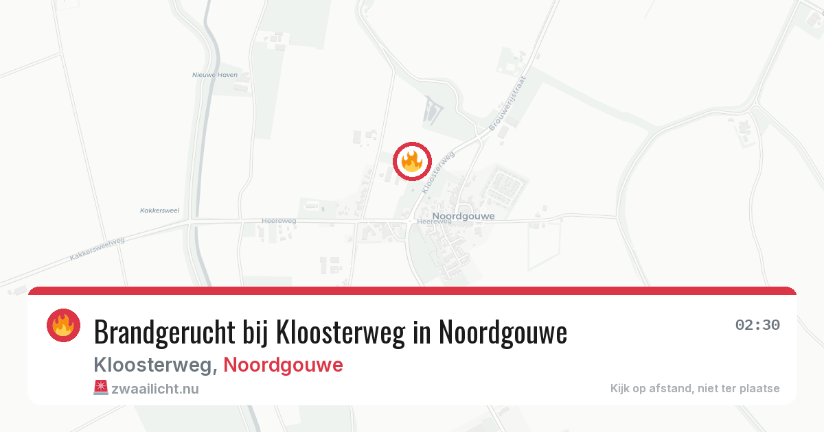 Brandgerucht bij Kloosterweg in Noordgouwe — 14 mrt 2026
