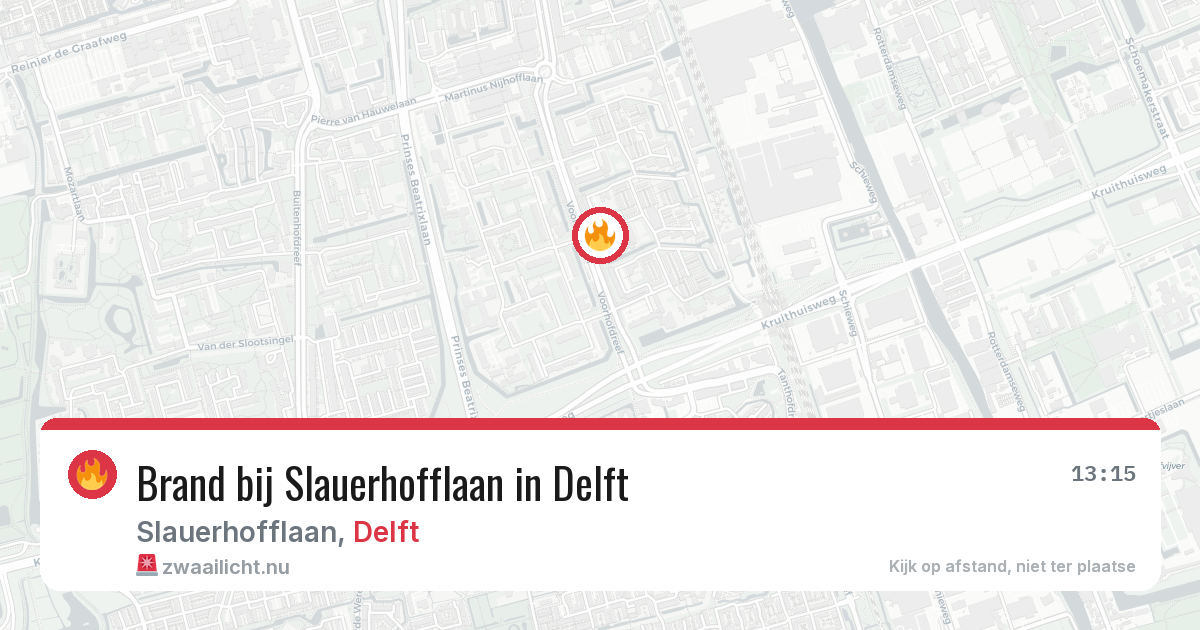Brand bij Slauerhofflaan in Delft — 14 jul 2026