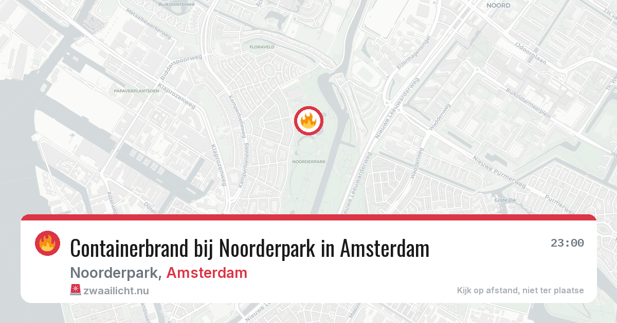 Containerbrand bij Noorderpark in Amsterdam — 28 mei 2026