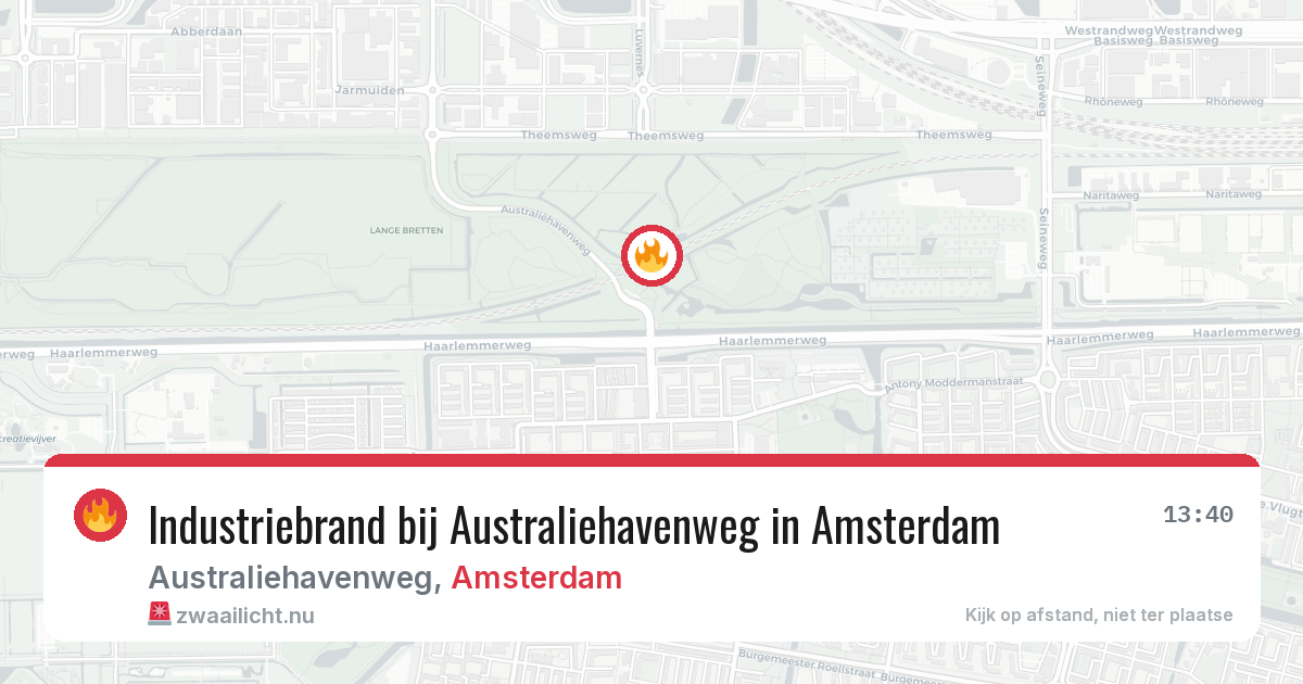 Industriebrand bij Australiehavenweg in Amsterdam — 21 jul 2026