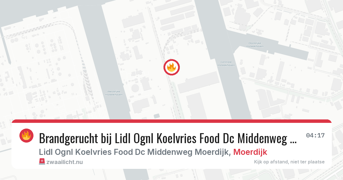 Brandgerucht bij Lidl Ognl Koelvries Food Dc Middenweg Moerdijk in Moerdijk — 10 jul 2026