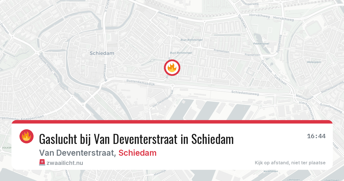 Gaslucht bij Van Deventerstraat in Schiedam — 23 jul 2026