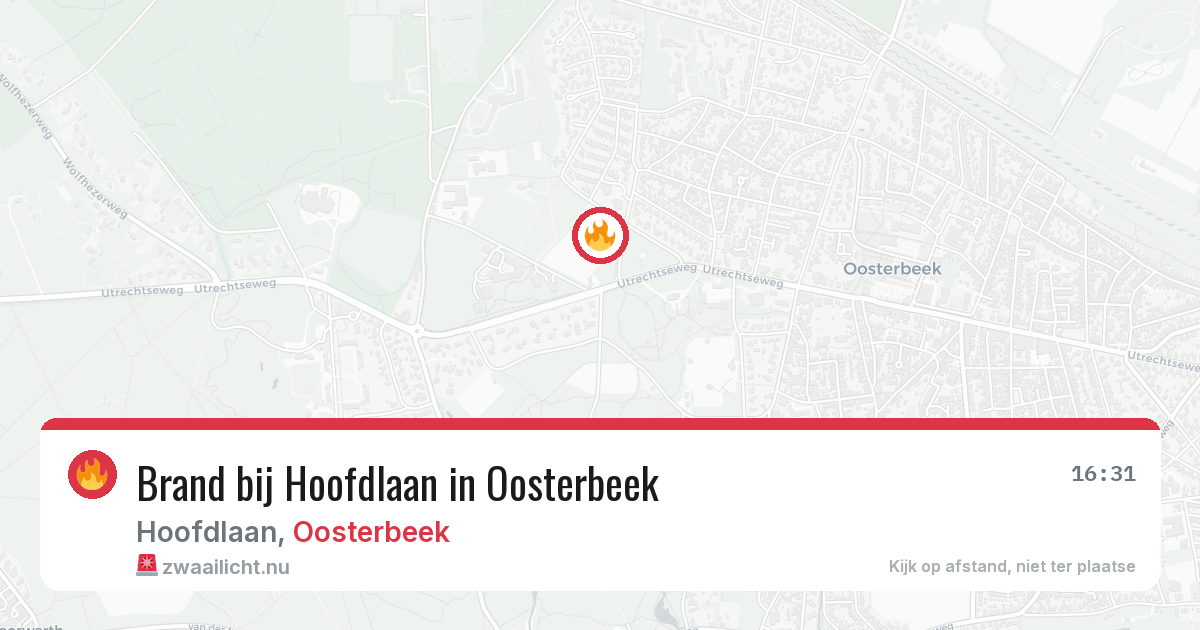 Brand bij Hoofdlaan in Oosterbeek — 7 jul 2026