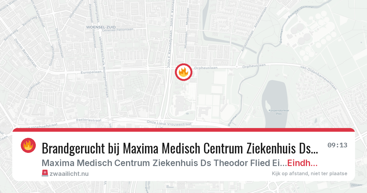 Brandgerucht bij Maxima Medisch Centrum Ziekenhuis Ds Theodor Flied Eindhoven in Eindhoven — 7 mei 2026
