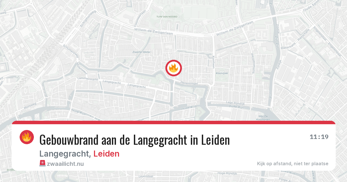 Gebouwbrand aan de Langegracht in Leiden — 25 jul 2026