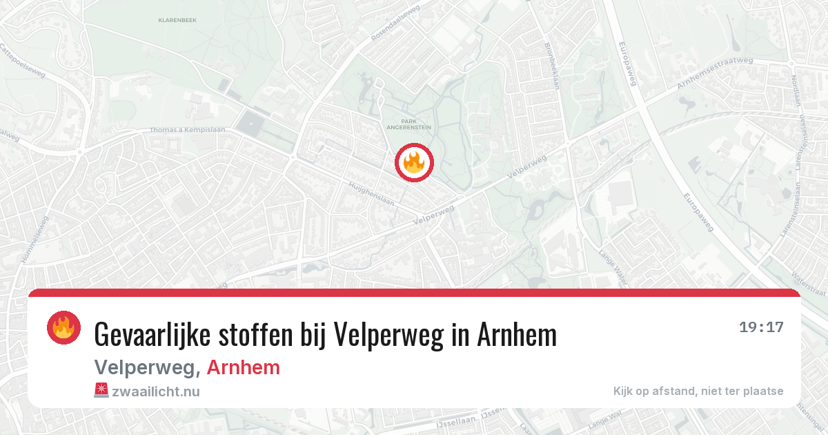 Gevaarlijke stoffen bij Velperweg in Arnhem — 19 jul 2026