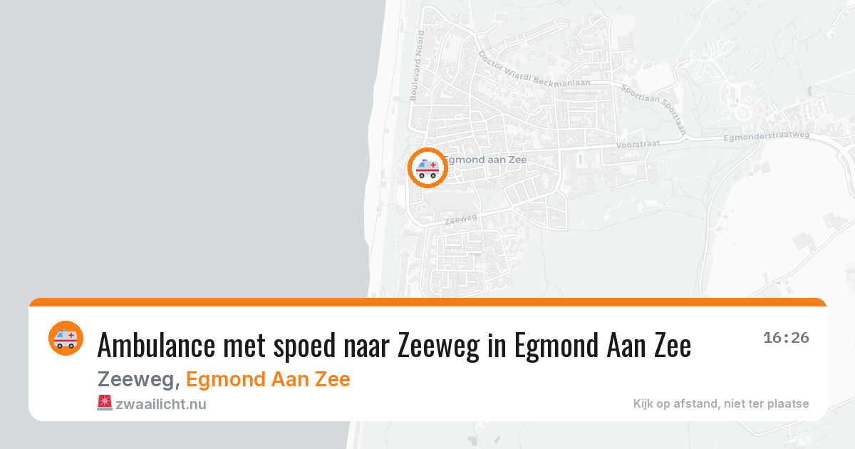 Ambulance met spoed naar Zeeweg in Egmond Aan Zee — 16 mrt 2026
