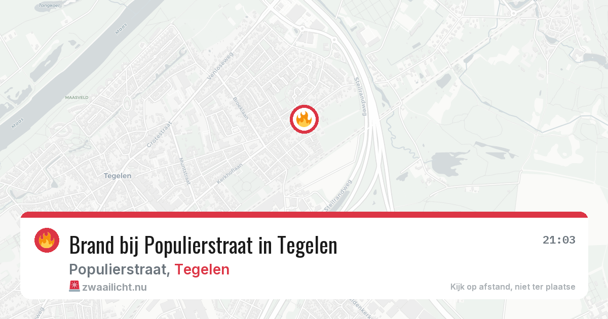 Brand bij Populierstraat in Tegelen — 15 apr 2026