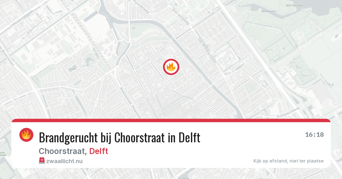 Brandgerucht bij Choorstraat in Delft — 17 mei 2026