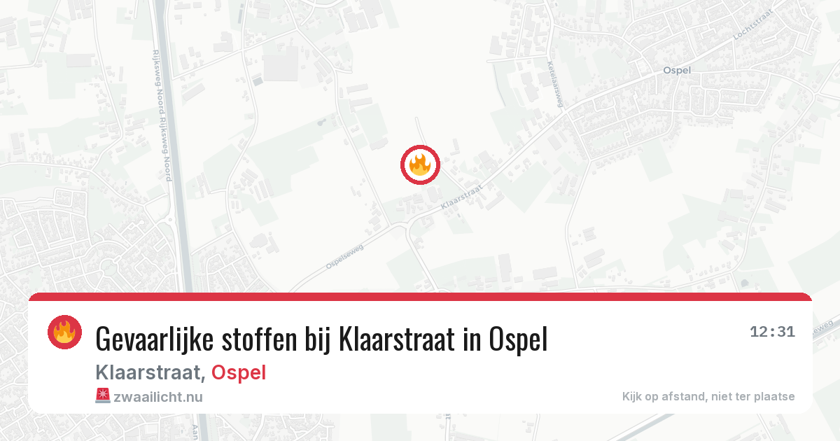 Gevaarlijke stoffen bij Klaarstraat in Ospel — 19 feb 2026
