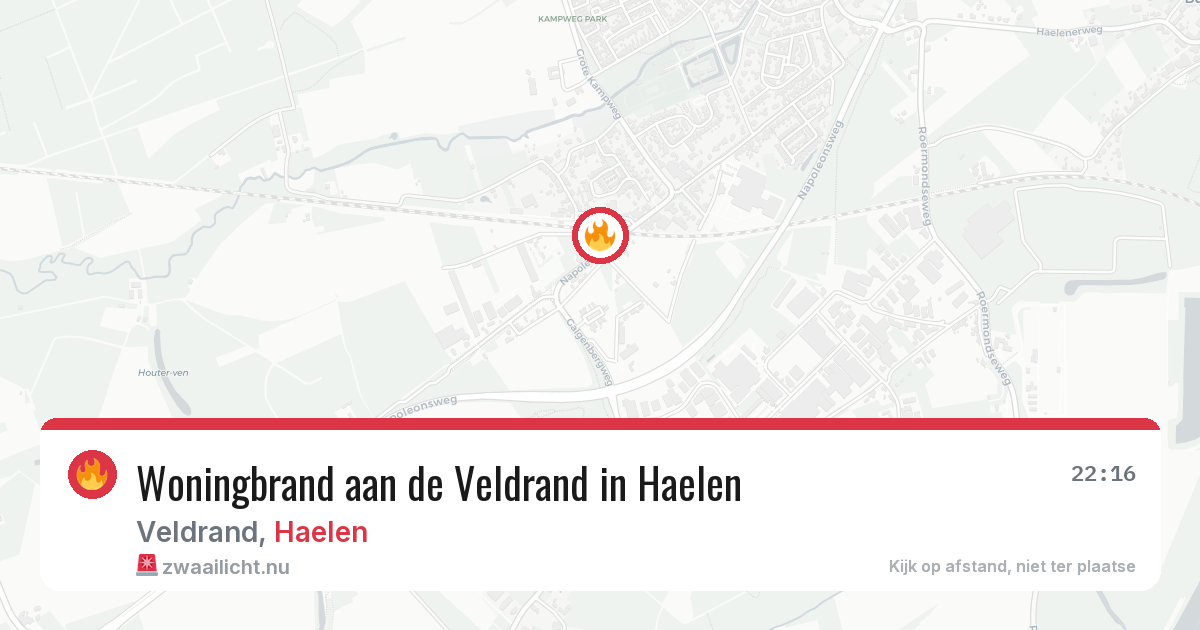 Woningbrand aan de Veldrand in Haelen — 14 jul 2026