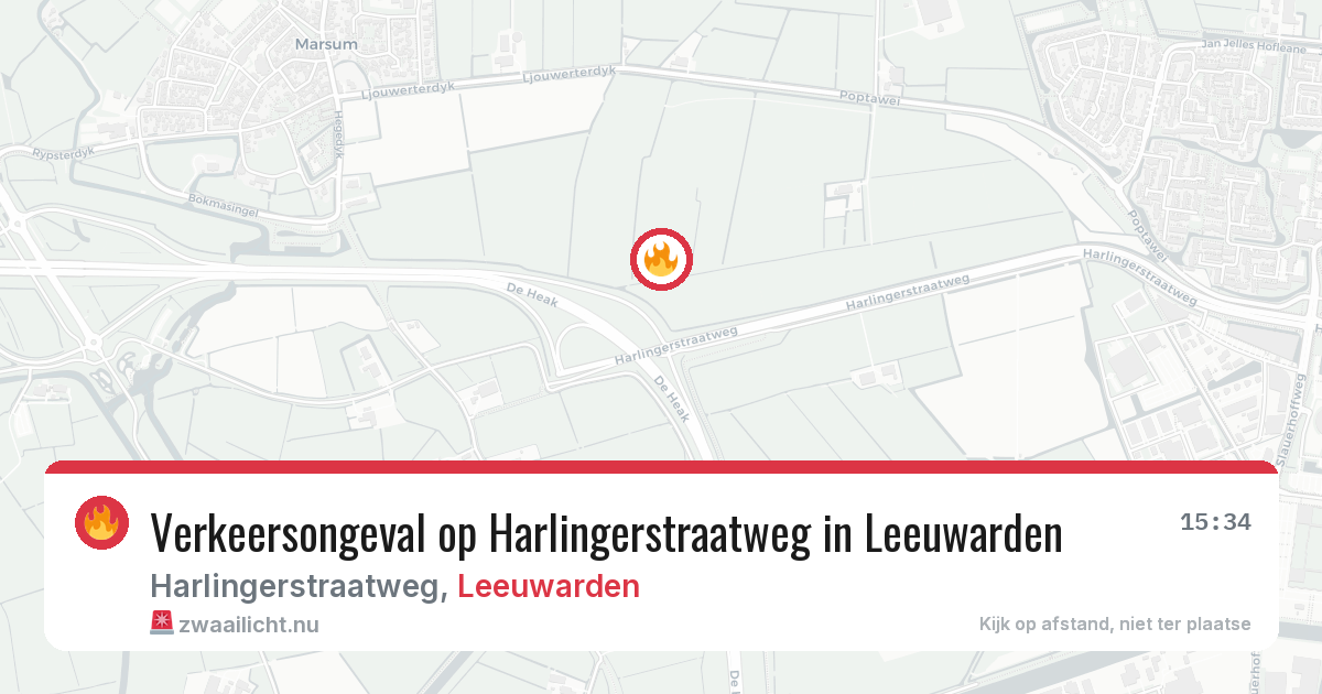 Verkeersongeval op Harlingerstraatweg in Leeuwarden — 16 jul 2026
