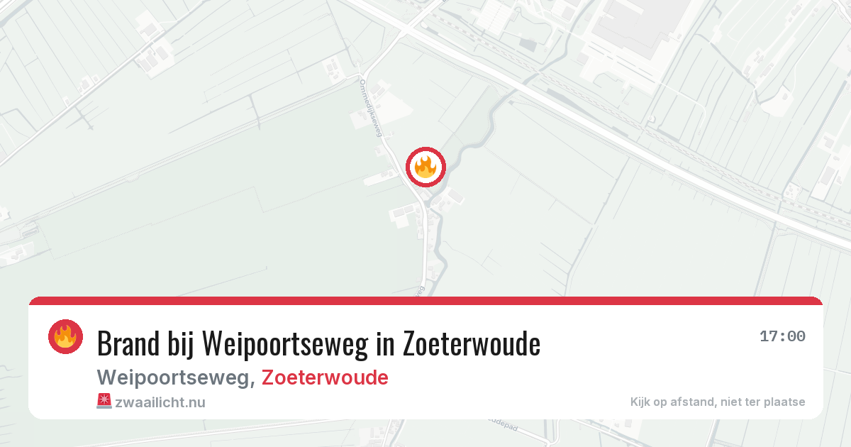 Brand bij Weipoortseweg in Zoeterwoude — 16 mrt 2026