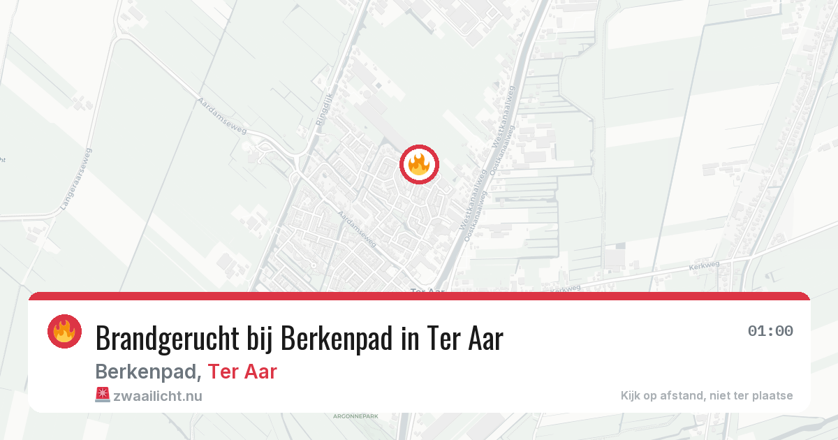Brandgerucht bij Berkenpad in Ter Aar — 20 jul 2026