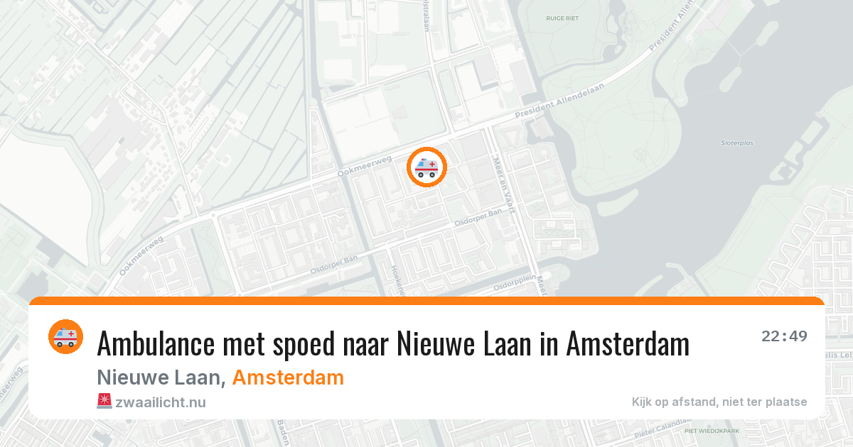 Ambulance met spoed naar Nieuwe Laan in Amsterdam — 20 jul 2026
