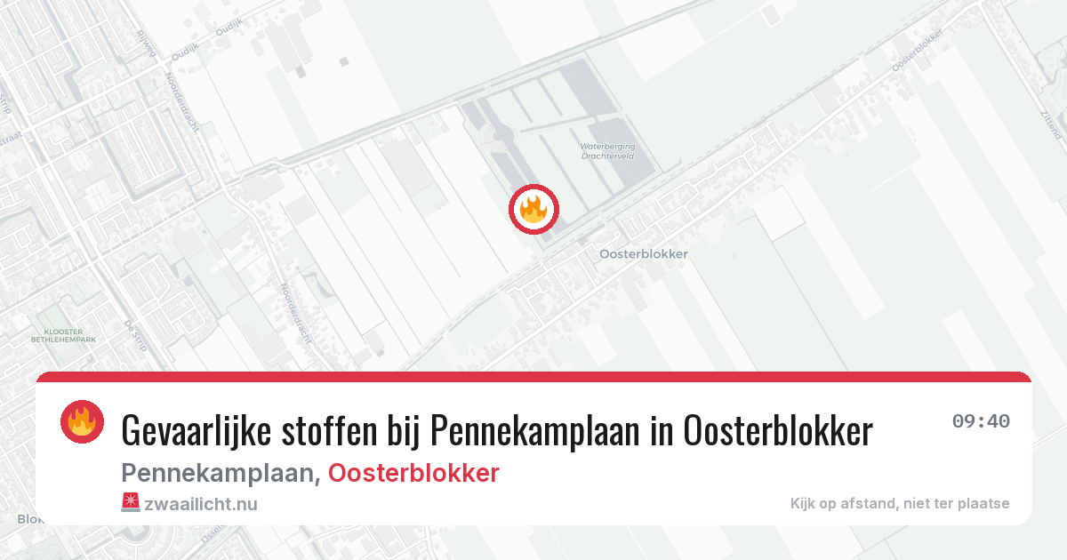 Gevaarlijke stoffen bij Pennekamplaan in Oosterblokker — 7 mei 2026