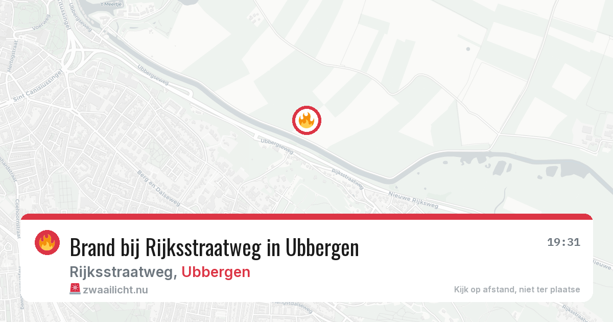 Brand bij Rijksstraatweg in Ubbergen — 29 mei 2026