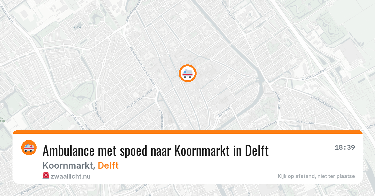 Ambulance met spoed naar Koornmarkt in Delft — 10 jul 2026