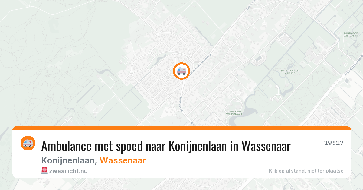 Ambulance met spoed naar Konijnenlaan in Wassenaar — 19 jul 2026