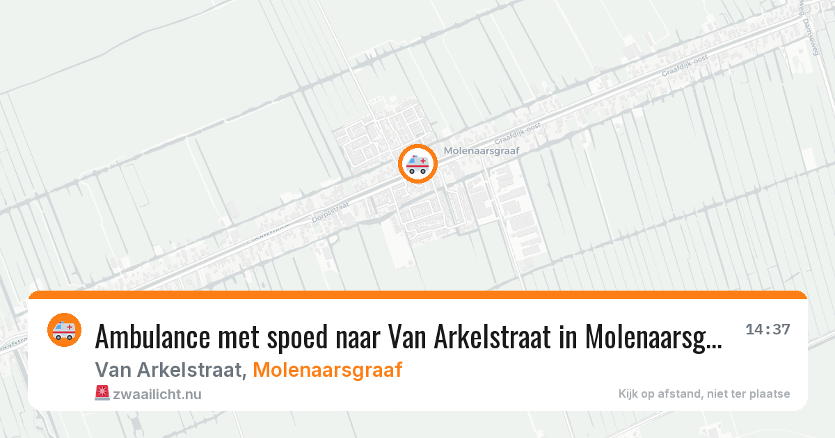 Ambulance met spoed naar Van Arkelstraat in Molenaarsgraaf — 19 mrt 2026