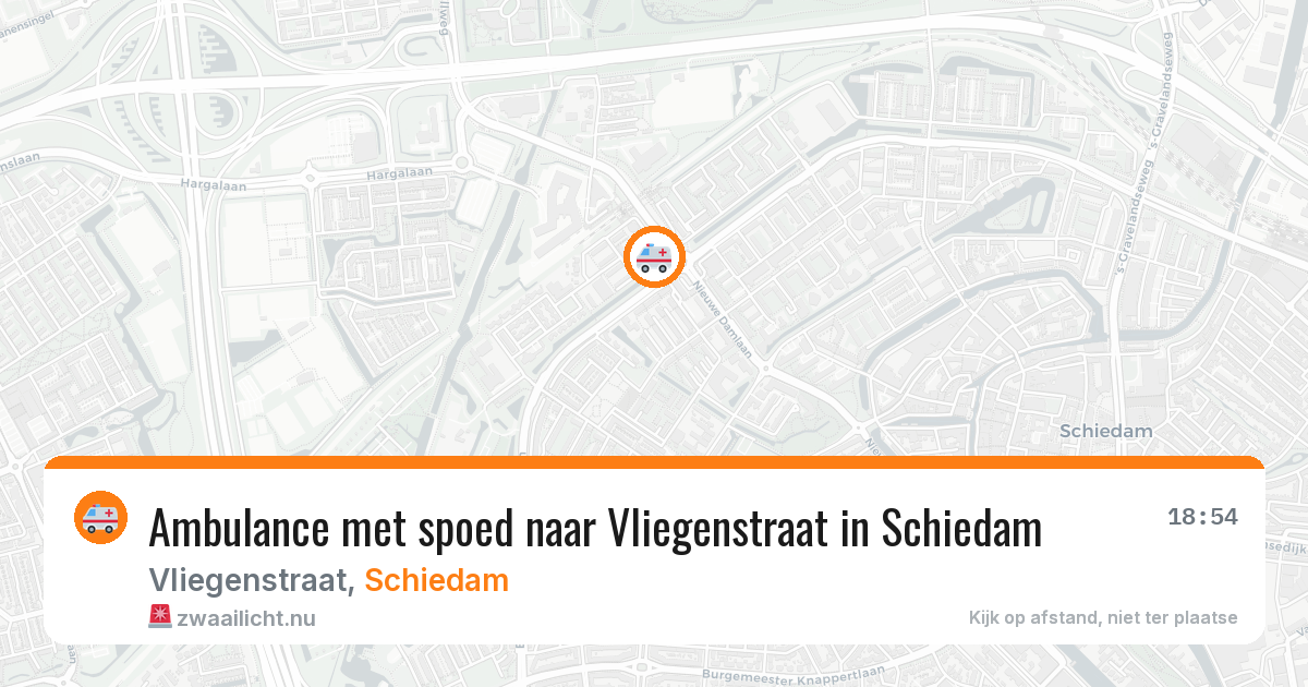 Ambulance met spoed naar Vliegenstraat in Schiedam — 16 jul 2026
