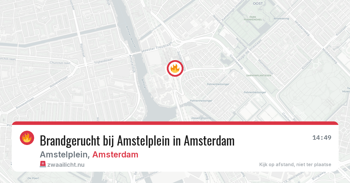 Brandgerucht bij Amstelplein in Amsterdam — 24 mrt 2026