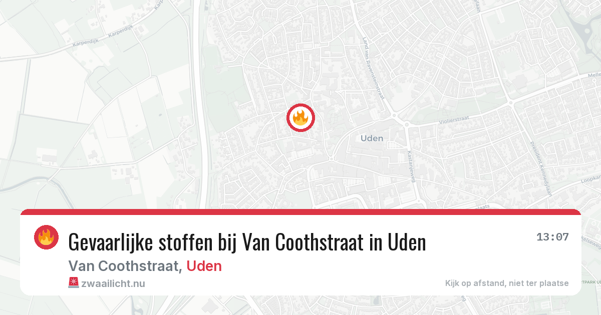 Gevaarlijke stoffen bij Van Coothstraat in Uden — 25 jul 2026