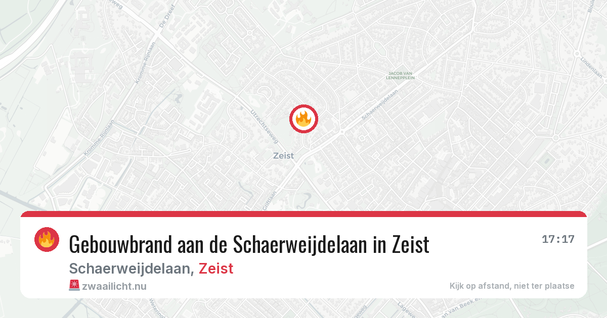 Gebouwbrand aan de Schaerweijdelaan in Zeist — 17 mei 2026